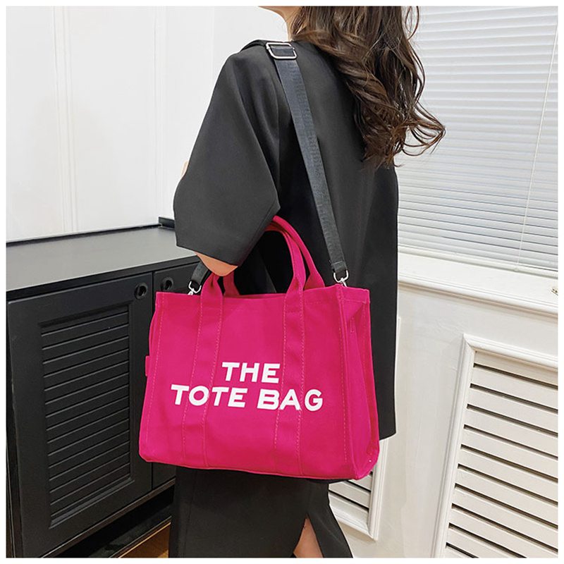 Cross-Border New Arrival Women's Bag Crossbody Canvas Solid Color Letter Tote Bag Simple Casual Large Capacity Handbag Shoulder Bag - Image 4