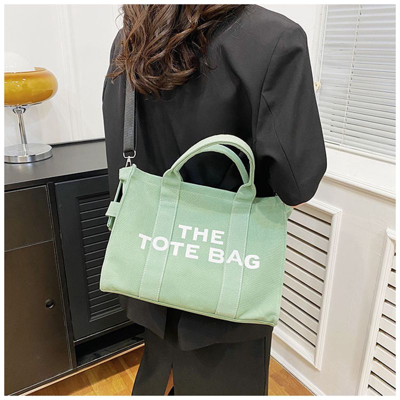 Cross-Border New Arrival Women's Bag Crossbody Canvas Solid Color Letter Tote Bag Simple Casual Large Capacity Handbag Shoulder Bag - Image 5