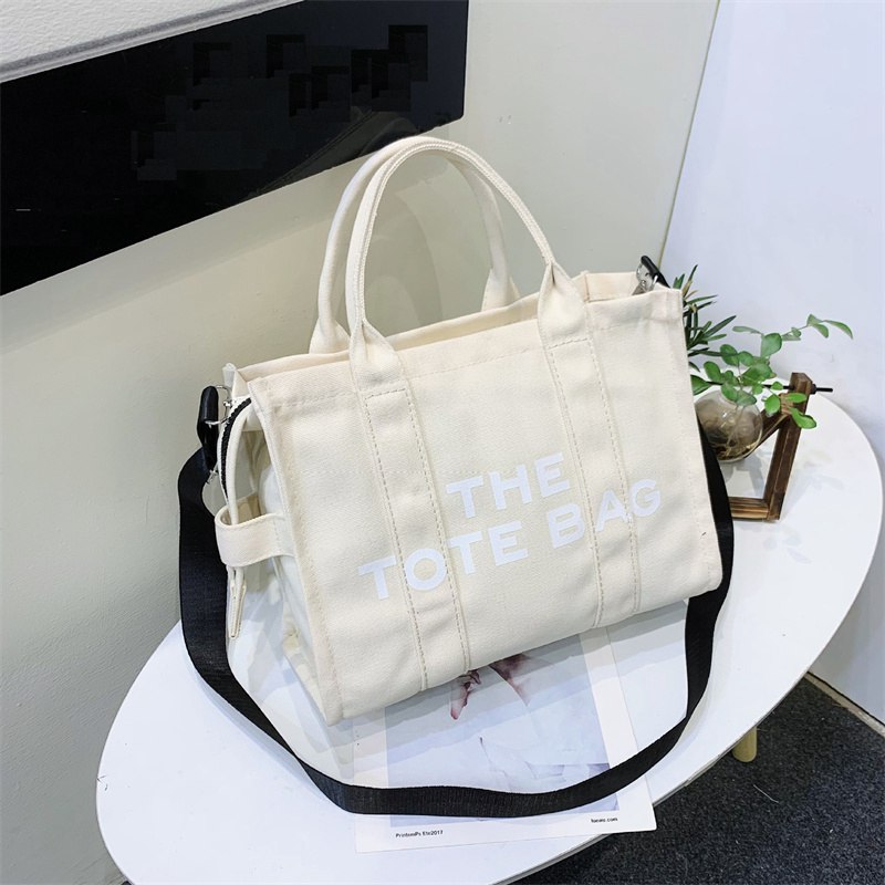 Cross-Border New Arrival Women's Bag Crossbody Canvas Solid Color Letter Tote Bag Simple Casual Large Capacity Handbag Shoulder Bag - Image 9