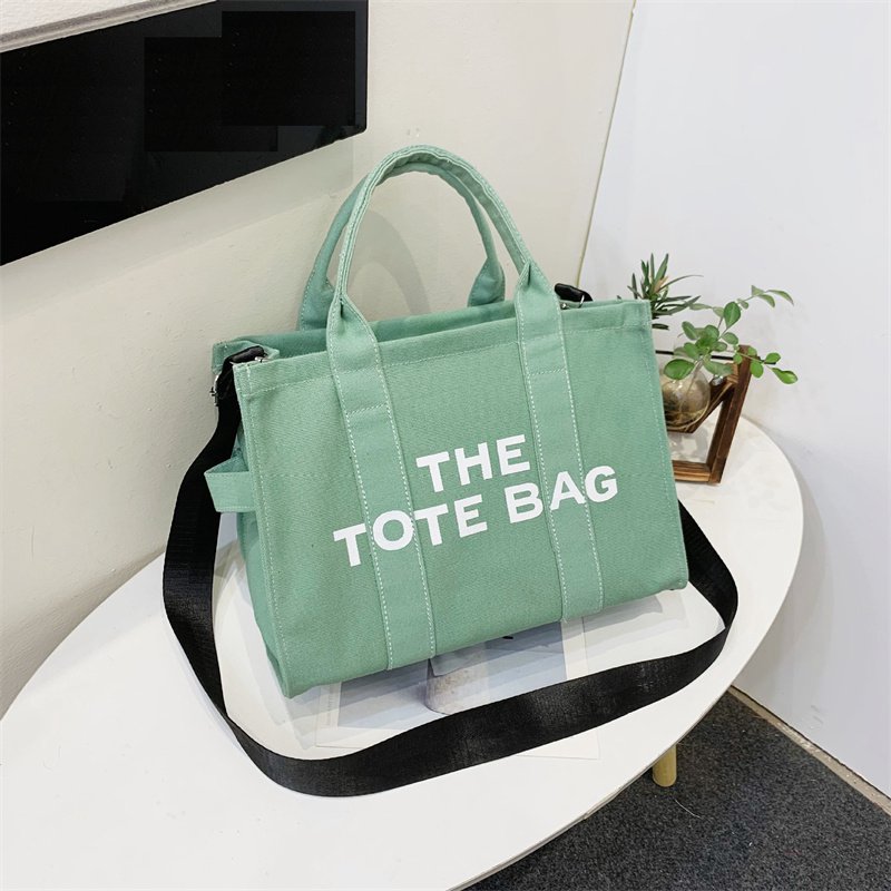 Cross-Border New Arrival Women's Bag Crossbody Canvas Solid Color Letter Tote Bag Simple Casual Large Capacity Handbag Shoulder Bag - Image 11