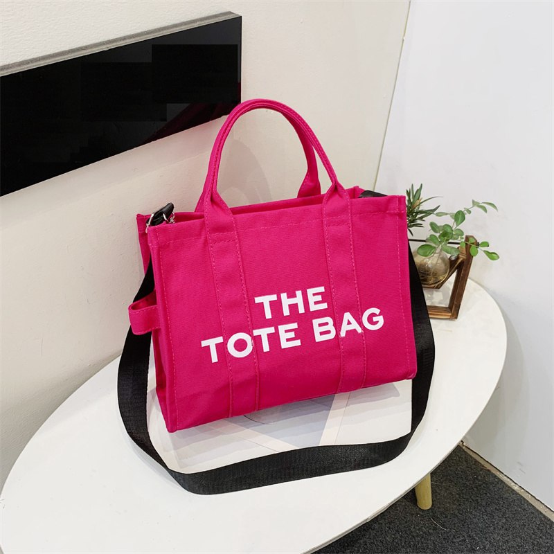 Cross-Border New Arrival Women's Bag Crossbody Canvas Solid Color Letter Tote Bag Simple Casual Large Capacity Handbag Shoulder Bag - Image 12