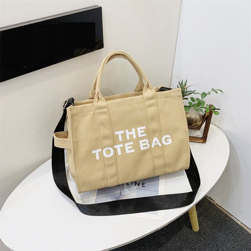Cross-Border New Arrival Women's Bag Crossbody Canvas Solid Color Letter Tote Bag Simple Casual Large Capacity Handbag Shoulder Bag - Image 13