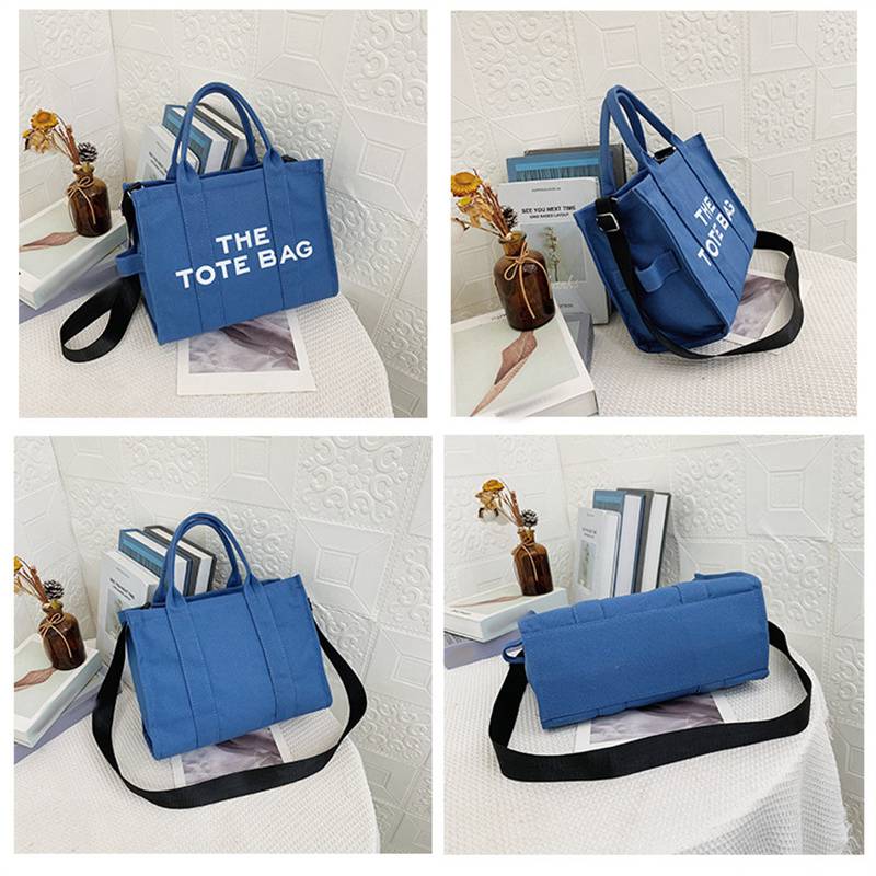 Cross-Border New Arrival Women's Bag Crossbody Canvas Solid Color Letter Tote Bag Simple Casual Large Capacity Handbag Shoulder Bag - Image 14