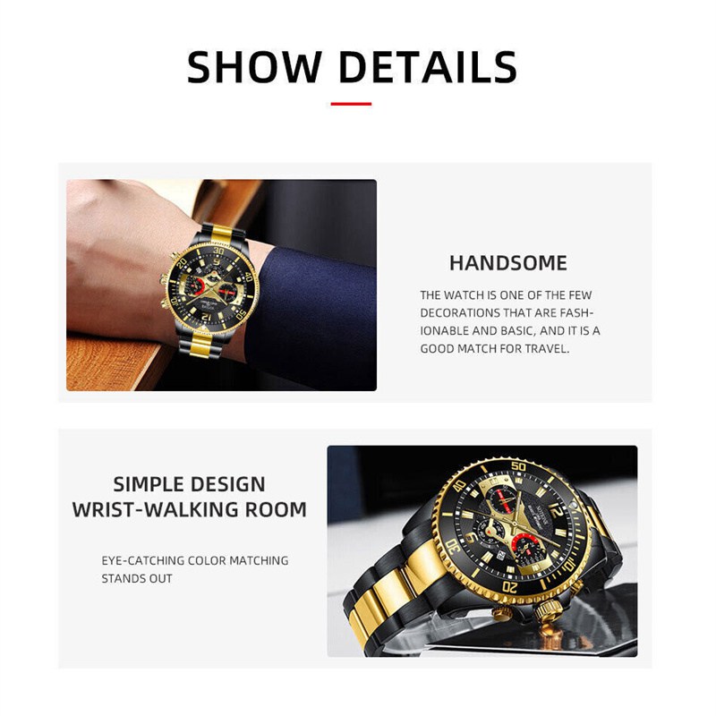 ZZ Classic Mens Steel Watches Luminous Waterproof Date Quartz Wrist Watch - Image 8