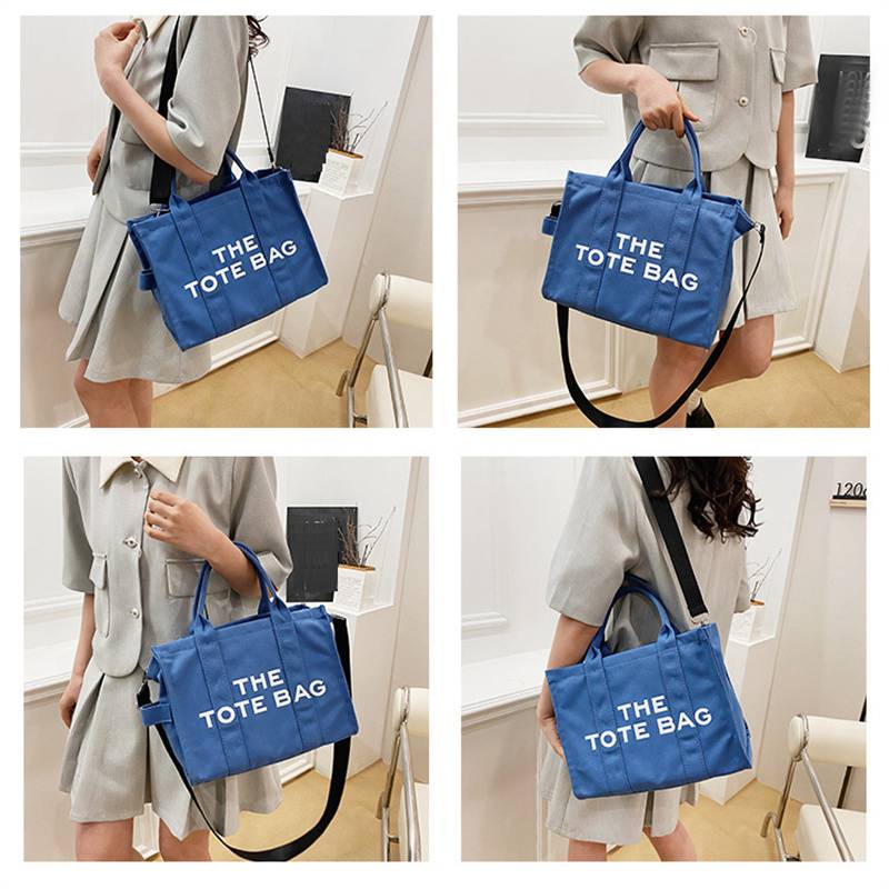 Cross-Border New Arrival Women's Bag Crossbody Canvas Solid Color Letter Tote Bag Simple Casual Large Capacity Handbag Shoulder Bag - Image 15