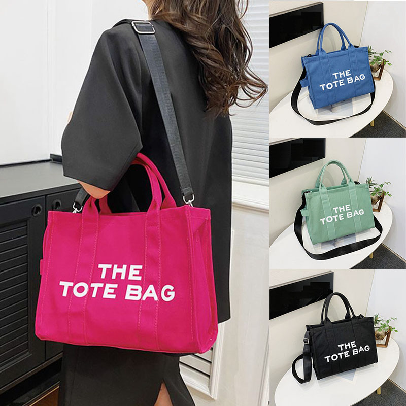 Cross-Border New Arrival Women's Bag Crossbody Canvas Solid Color Letter Tote Bag Simple Casual Large Capacity Handbag Shoulder Bag - Image 21