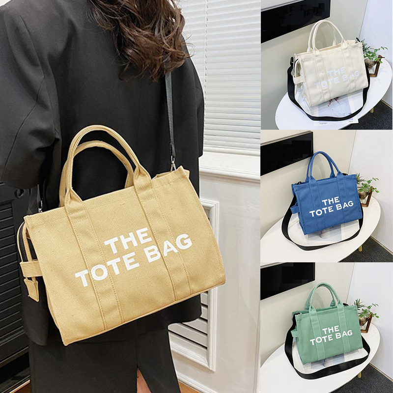 Cross-Border New Arrival Women's Bag Crossbody Canvas Solid Color Letter Tote Bag Simple Casual Large Capacity Handbag Shoulder Bag - Image 18