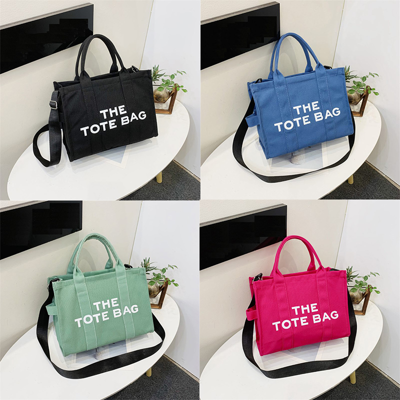 Cross-Border New Arrival Women's Bag Crossbody Canvas Solid Color Letter Tote Bag Simple Casual Large Capacity Handbag Shoulder Bag - Image 20
