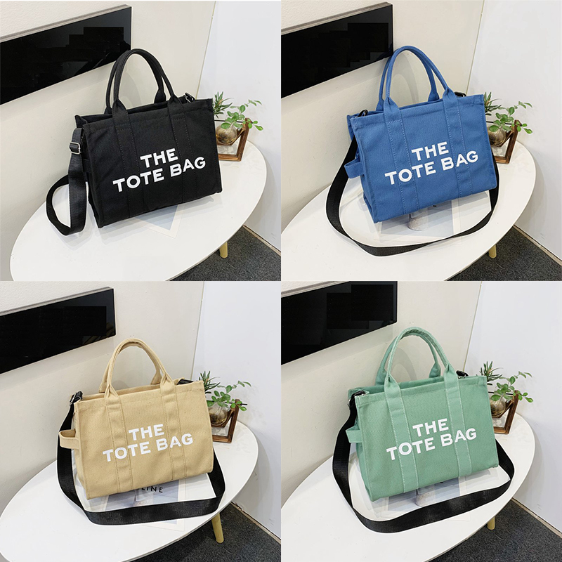 Cross-Border New Arrival Women's Bag Crossbody Canvas Solid Color Letter Tote Bag Simple Casual Large Capacity Handbag Shoulder Bag - Image 19