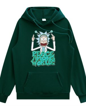 2024 Men Fashion Brands Pullover Leisure Hoodie Fleece-Lined Rick Morty Printed European and American Style Men's Clothing Sweatshirt