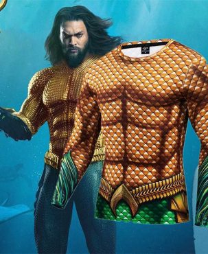 Boju 3D Sea King Peripheral DC Same Clothes Workout Clothes Tights Sports Quick-Drying Top Marvel Short Sleeve T-shirt Men