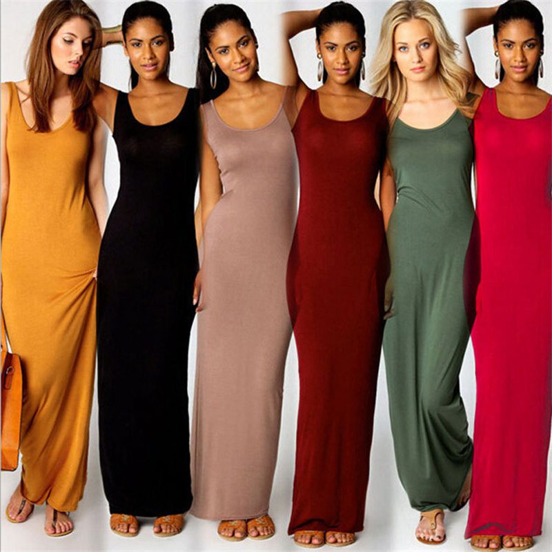 Amazon Wish Best Selling Women's Clothes 21 Color Size 6 Elegant Sexy Vest Long Dress Fashion Dress EBay Popular