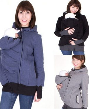2024 Autumn and Winter Popular European and American Three-in-One Multi-Functional Kangaroo Hooded Mom Sweater in Stock Wholesale Autumn and Winter