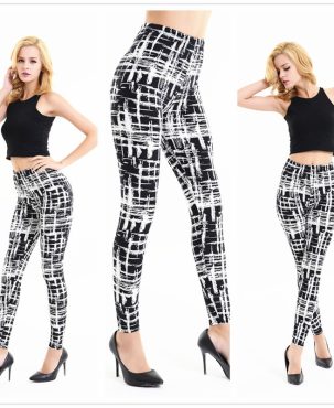 Amazon New European and American Striped Plaid Printed Yoga Pants Women's High Waist Slimming Leggings Yiwu Stall Wholesale