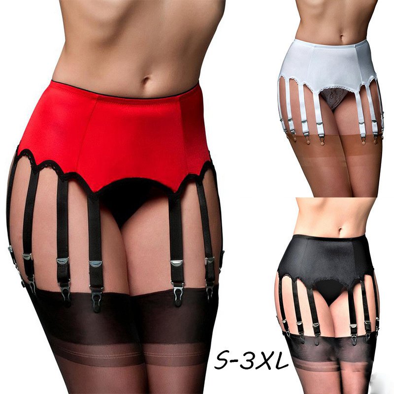 Alacki Plain Color 10 Straps Suspender Belt Vintage Garter Belts