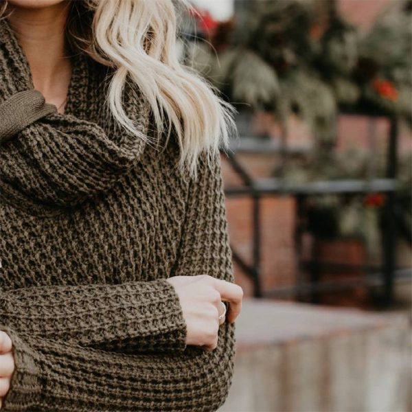 2024 Autumn Winter Sweater Ol Commuter Amazon Amazon Turtleneck Cardigan Solid Color Sweaters Women's Clothing One Piece Dropshipping - Image 2