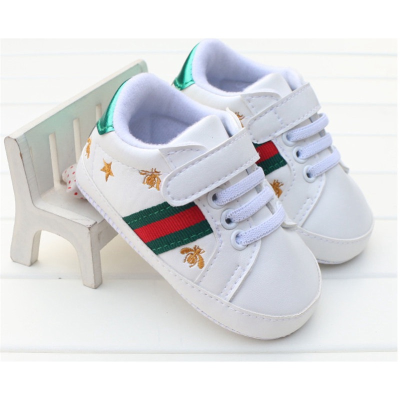 Newborn Baby Boy Girl Pram Shoes Toddler Pre Walker White Sneakers Trainers 0-12