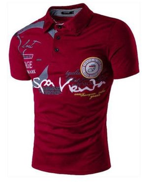 Cross-Border Foreign Trade Men's Clothing 2017 Spring and Summer New European and American Lapel Print Short-Sleeved Casual Polo Shirt Men's Top F035