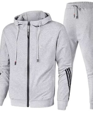 Cross-Border New Arrival European and American Men's Casual Sports Suit Fashion Zipper Jacket Men's and Women's Running Sports Suit