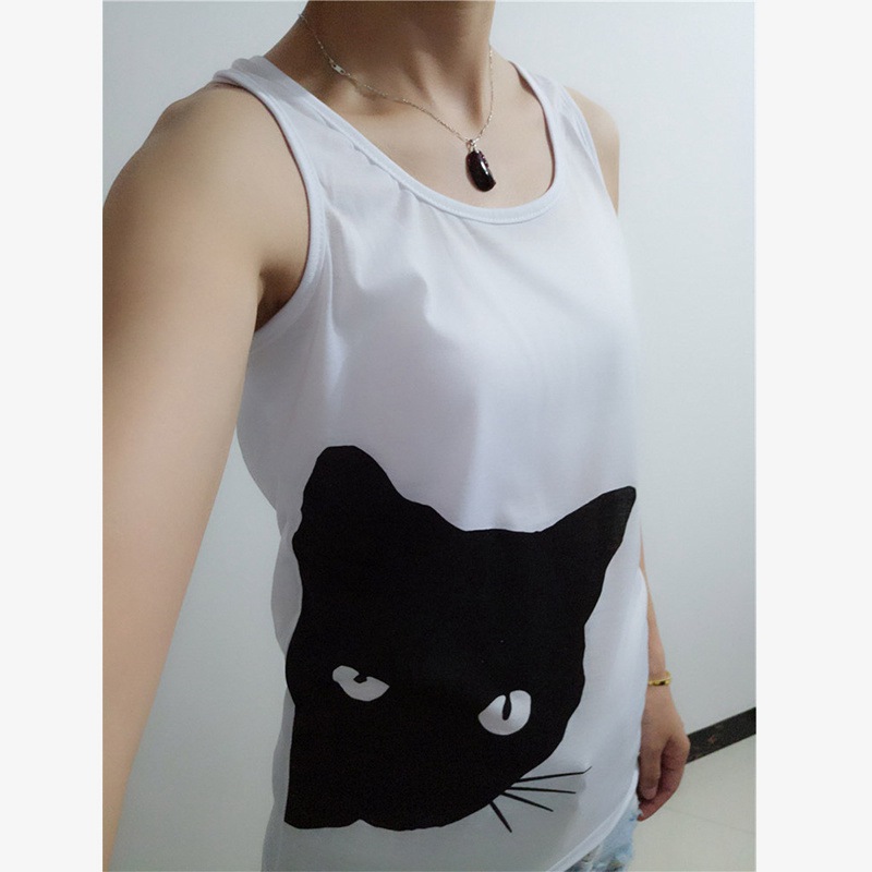 Cross-Border Sleeveless Sling Casual Foreign Trade Women's Clothing 2024 AliExpress Summer New Cat Head Printed Vest for Women