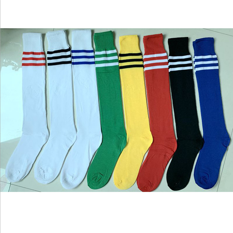 Thin Soccer Socks Adult and Children Men and Women Long Tube Athletic Socks Student Cheerleading Solid Color Striped Soccer Socks