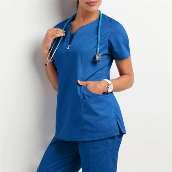Amazon Operating Room Short Sleeve Hand Washing Suit Women's Jacket Short T Work Clothes Nurse Surgeon Disposable Protective Coveralls Work Clothes B - Image 2