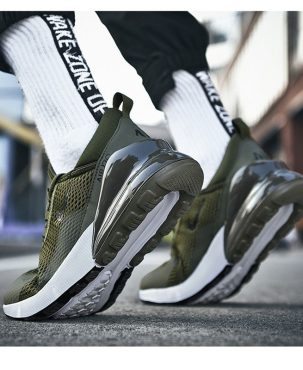 Shock-Absorbing Men's Shoes Summer Mesh Sneakers Men's Height Increasing Insole Casual Trendy Shoes Breathable Air Cushion Running Shoes