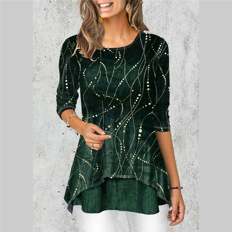 Womens Floral Long Sleeve T-Shirt Tunic Tops Ladies Casual Blouse Tee Plus Size - Image 4