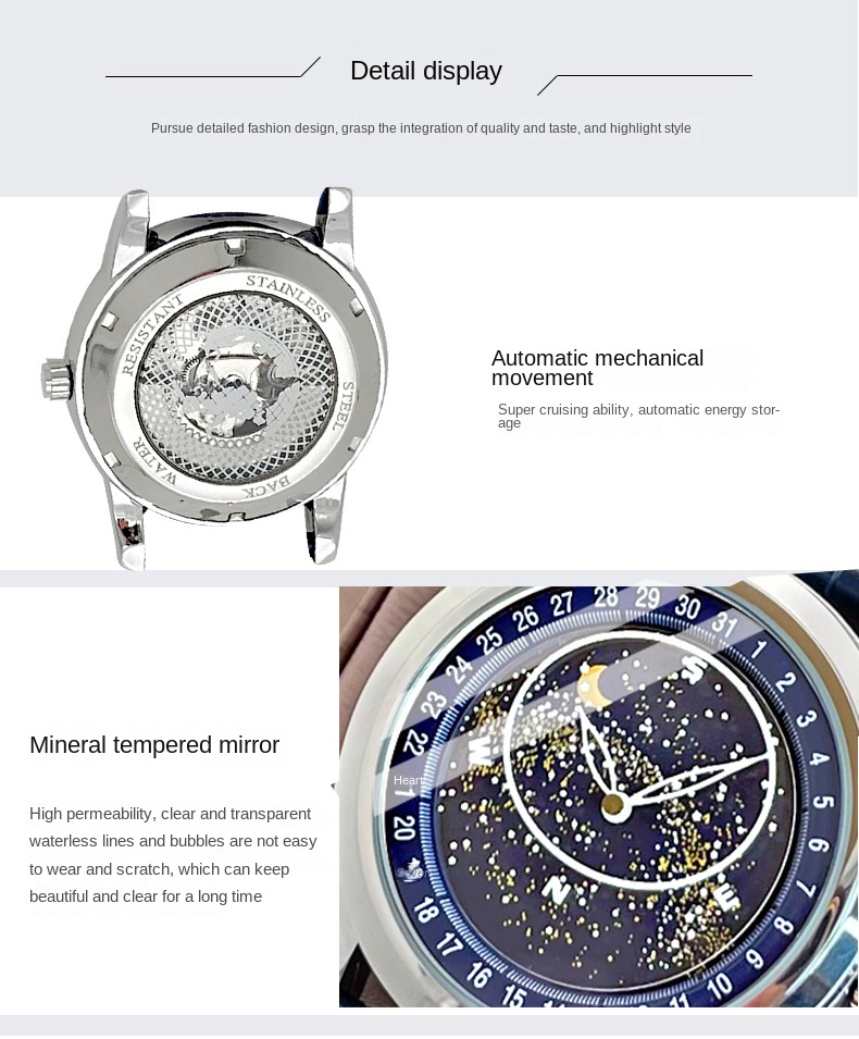 Men's Rotating Starry Sky Automatic Mechanical Watch Luminous Business Fashion - Image 3