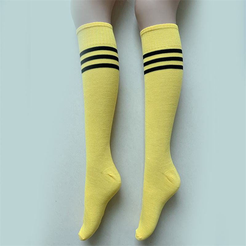 Thin Soccer Socks Adult and Children Men and Women Long Tube Athletic Socks Student Cheerleading Solid Color Striped Soccer Socks - Image 3