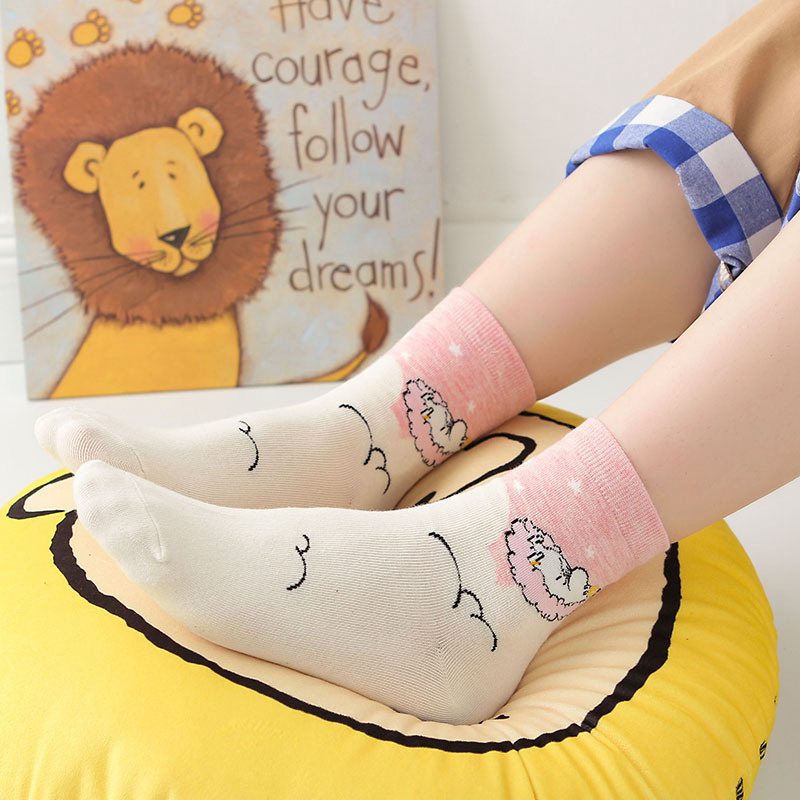 Women's Socks Japanese Cartoons Animation Hippo Women's Mid-Calf Socks Wholesale Cotton Sweat Absorbing Sports Casual Women's Trendy Socks - Image 3