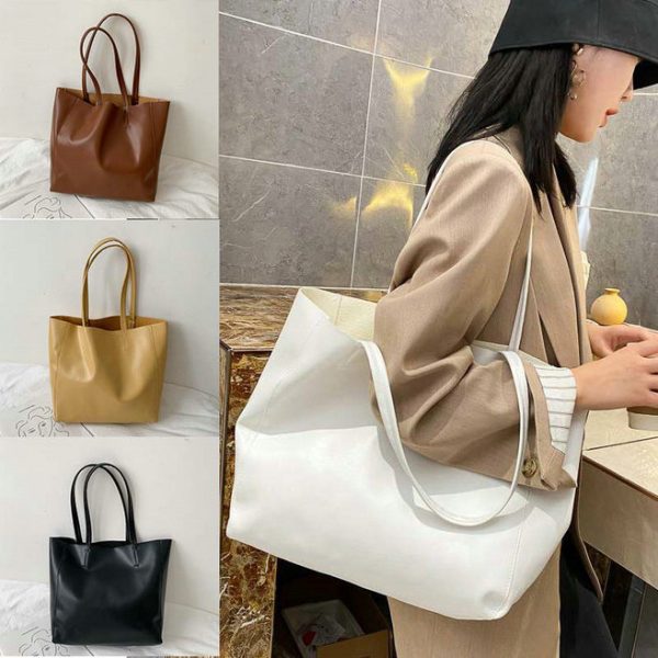Large Women's Leather Style Tote Shoulder Bag Satchel Ladies Handbag - Image 32