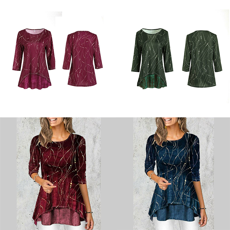 Womens Floral Long Sleeve T-Shirt Tunic Tops Ladies Casual Blouse Tee Plus Size - Image 21