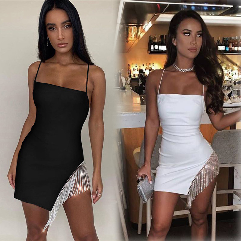 Tassel Sexy Solid Strapless Sleeveless Patchwork Bodycon Dress New Summer Fashion Elegant Senior Club Party Mini Dress - Image 22