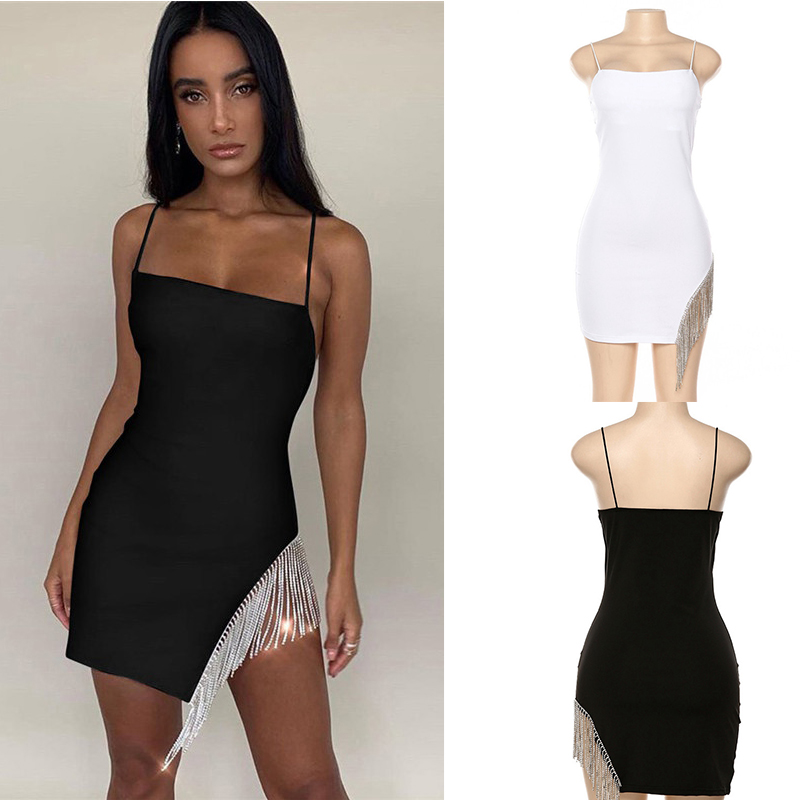 Tassel Sexy Solid Strapless Sleeveless Patchwork Bodycon Dress New Summer Fashion Elegant Senior Club Party Mini Dress - Image 25