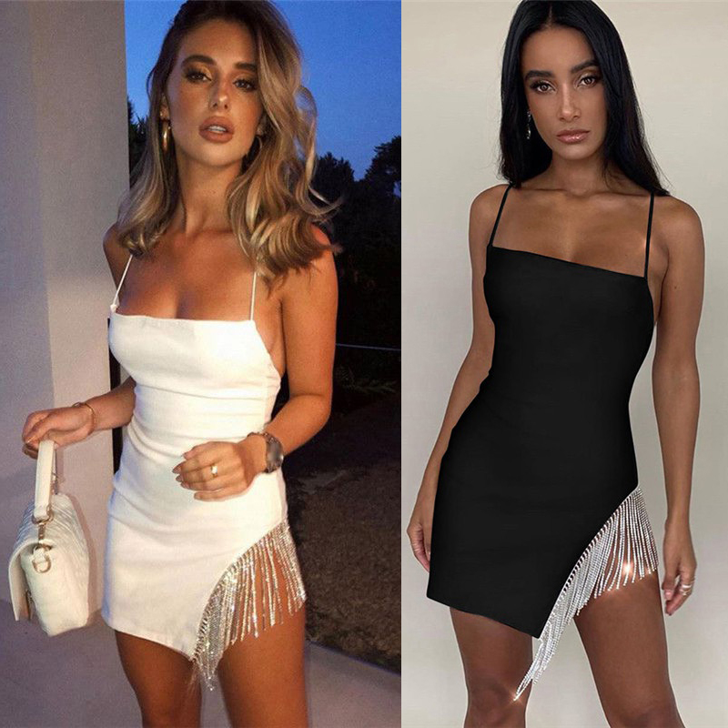 Tassel Sexy Solid Strapless Sleeveless Patchwork Bodycon Dress New Summer Fashion Elegant Senior Club Party Mini Dress - Image 23