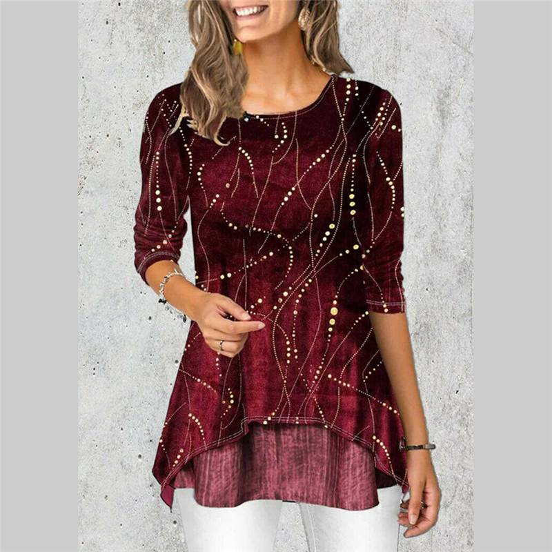 Womens Floral Long Sleeve T-Shirt Tunic Tops Ladies Casual Blouse Tee Plus Size - Image 6