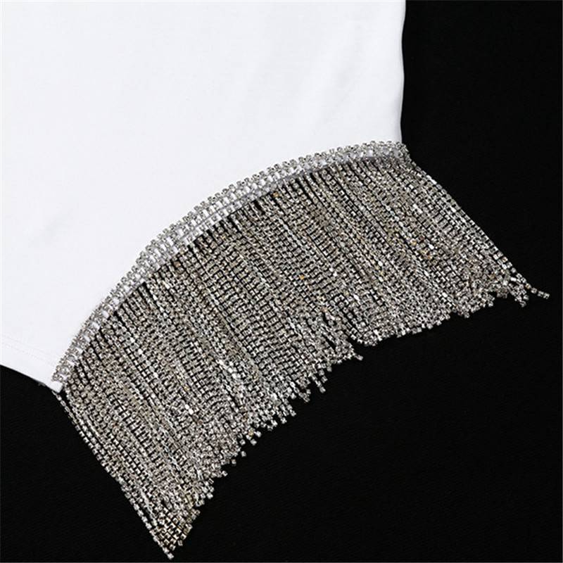 Tassel Sexy Solid Strapless Sleeveless Patchwork Bodycon Dress New Summer Fashion Elegant Senior Club Party Mini Dress - Image 6