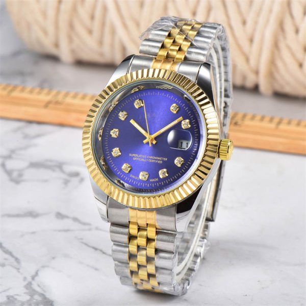 Rolex Casual Business Tooth Ring Calendar Steel Belt Men's and Women's Quartz Watch - Image 5