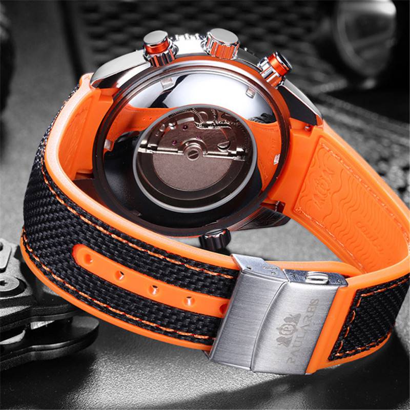 ZGAutomatic Mechanical Luminous Canvas Rubber Band Men's Watch - Image 15