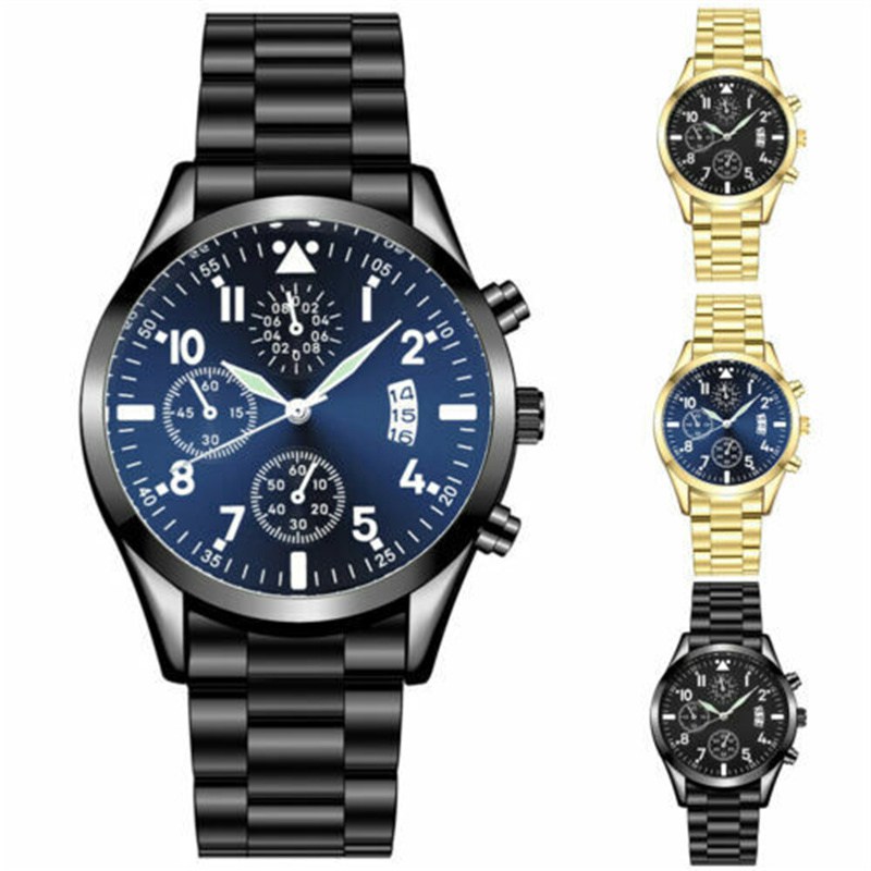 ZZ Luminous Calendar Metal Strap Men's Analog Quartz Formal Casual Wrist Watch Gift - Image 6