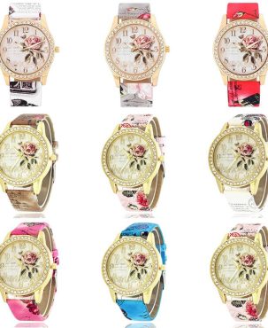 ZZ Ladies Girls Watch Crystal Quartz Womens Analogue Dress Leather Casual Gift