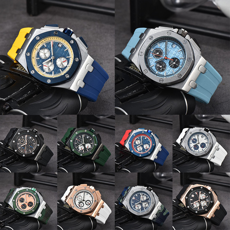 Fashion Six-Pin Silicone Tape Business Men's Watch Sports Chronograph Quartz Watch