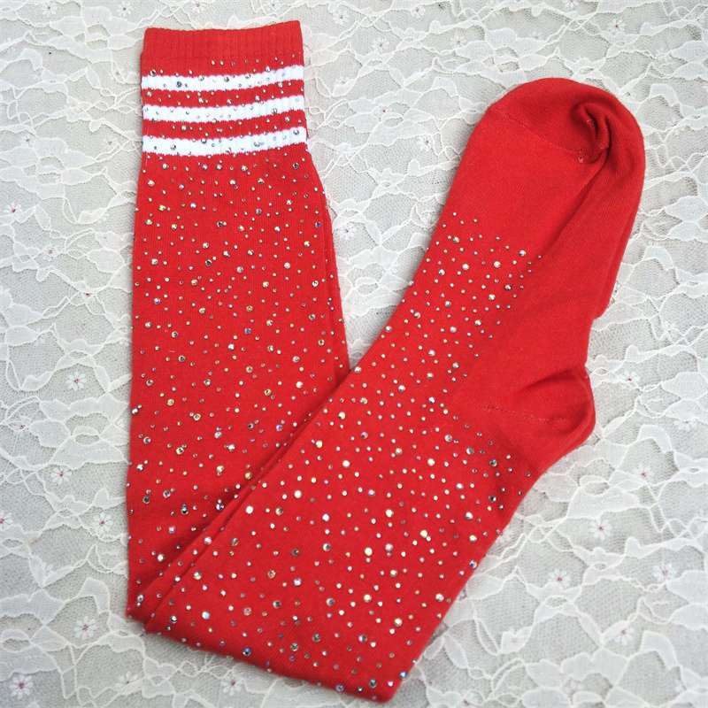 AliExpress Sexy Rhinestone Knee Socks Striped Women's Stockings Rhinestone Socks European and American High-Top Cotton Socks Factory Wholesale - Image 8