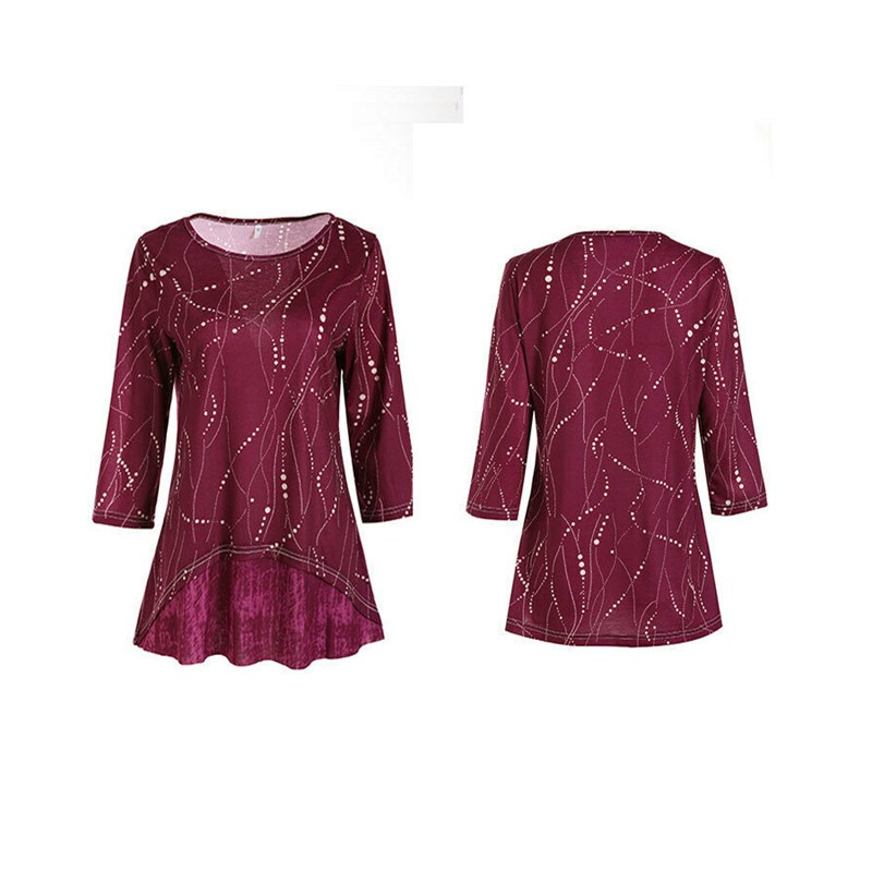 Womens Floral Long Sleeve T-Shirt Tunic Tops Ladies Casual Blouse Tee Plus Size - Image 9