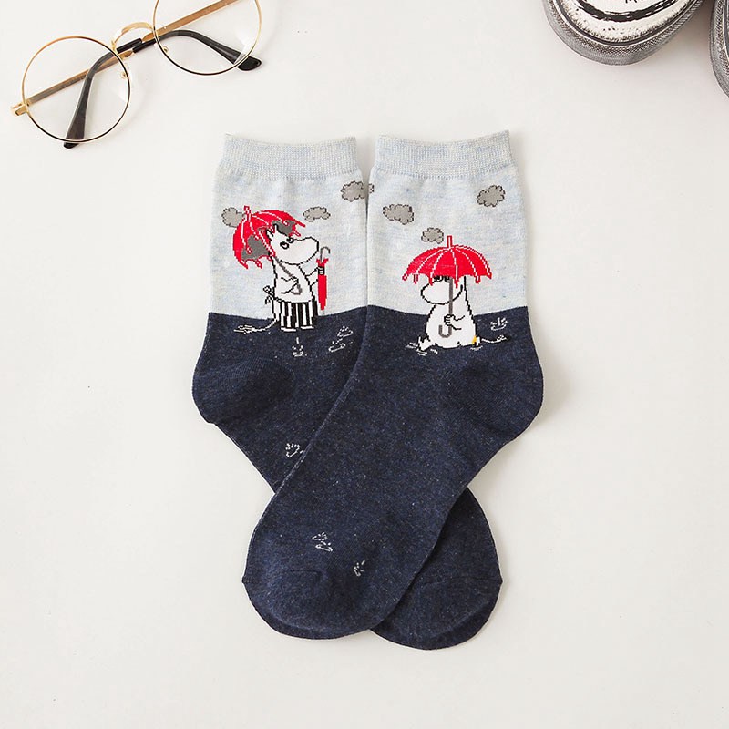 Women's Socks Japanese Cartoons Animation Hippo Women's Mid-Calf Socks Wholesale Cotton Sweat Absorbing Sports Casual Women's Trendy Socks - Image 8