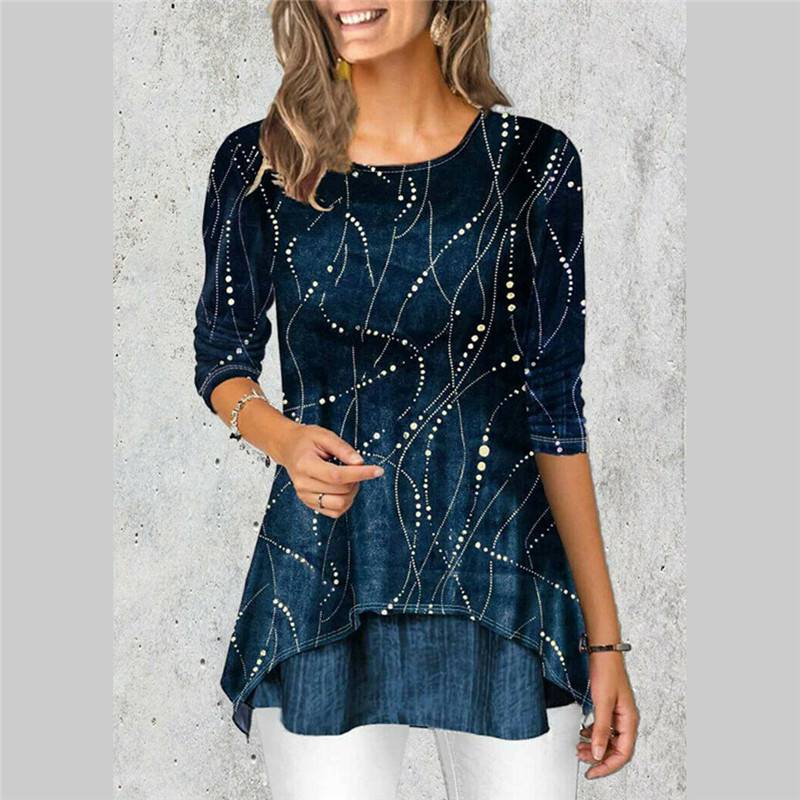 Womens Floral Long Sleeve T-Shirt Tunic Tops Ladies Casual Blouse Tee Plus Size - Image 10