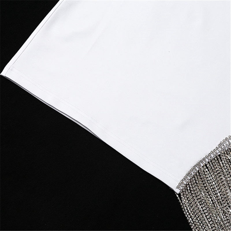 Tassel Sexy Solid Strapless Sleeveless Patchwork Bodycon Dress New Summer Fashion Elegant Senior Club Party Mini Dress - Image 12