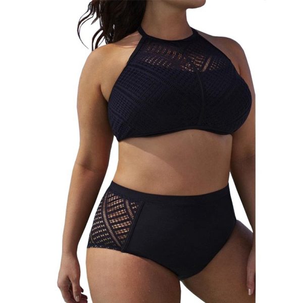 Amazon AliExpress Sexy Solid Color Halterneck with Suspenders plus Size Split Swimsuit Sc3308 Bikini European and American Swimsuit - Image 2