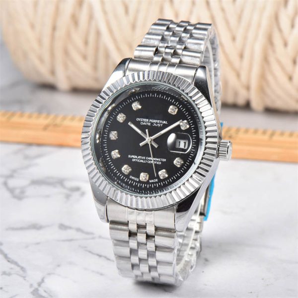 Rolex Casual Business Tooth Ring Calendar Steel Belt Men's and Women's Quartz Watch - Image 10